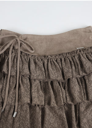 Agata Suede Cancan Mini Skirt