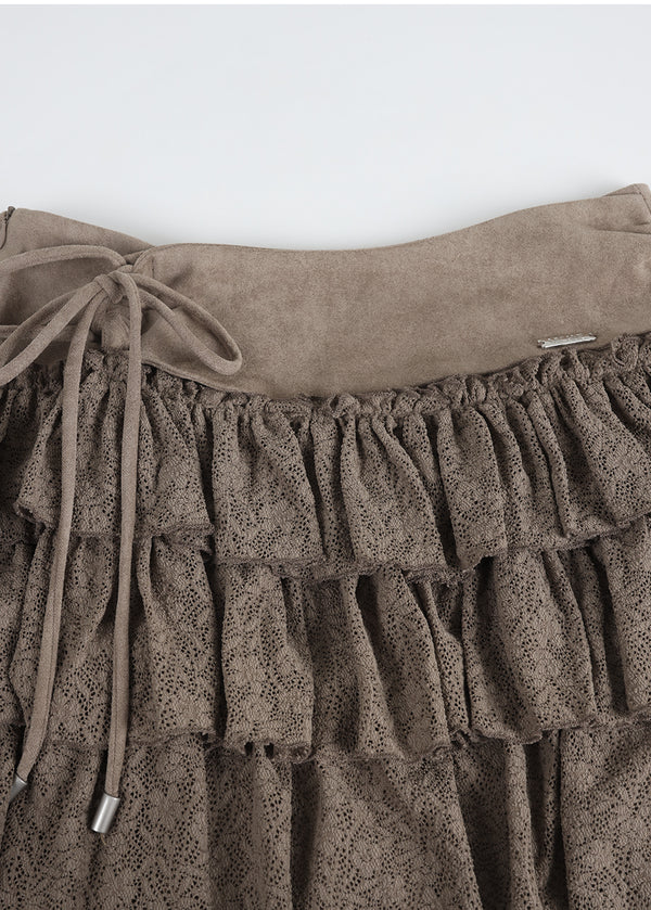 Agata Suede Cancan Mini Skirt