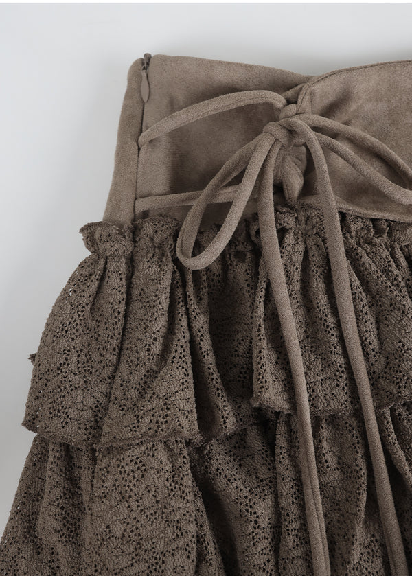 Agata Suede Cancan Mini Skirt