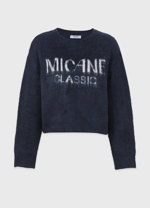 Balmy Logo Round-neck Hair Knit Light gray