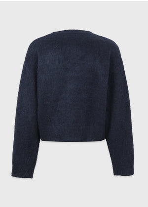 Balmy Logo Round-neck Hair Knit Light gray