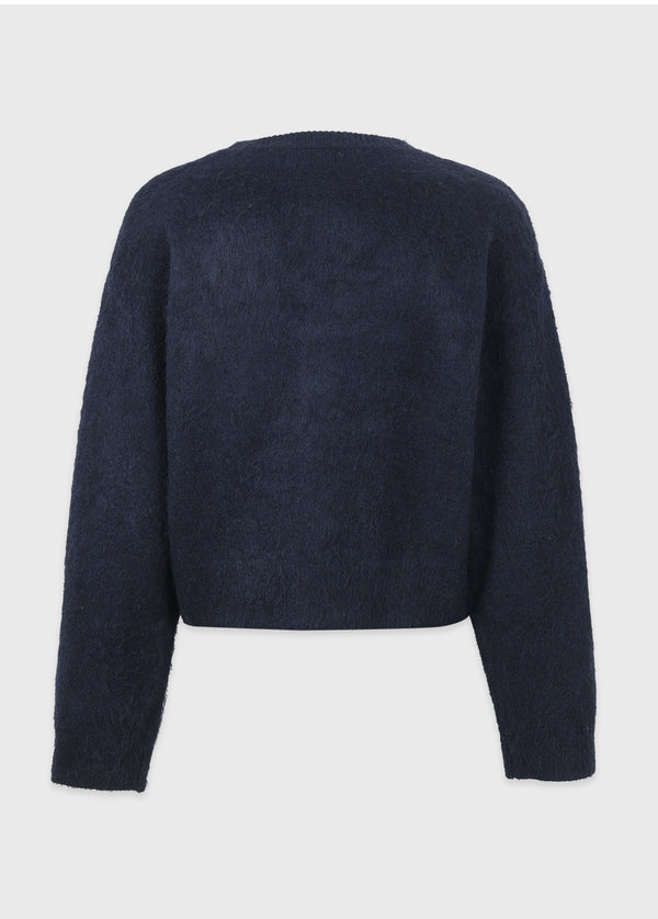 Balmy Logo Round-neck Hair Knit Light gray