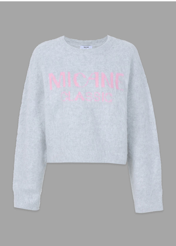Balmy Logo Round-neck Hair Knit Navy