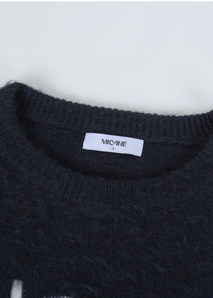 Balmy Logo Round-neck Hair Knit Light gray
