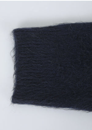 Balmy Logo Round-neck Hair Knit Navy