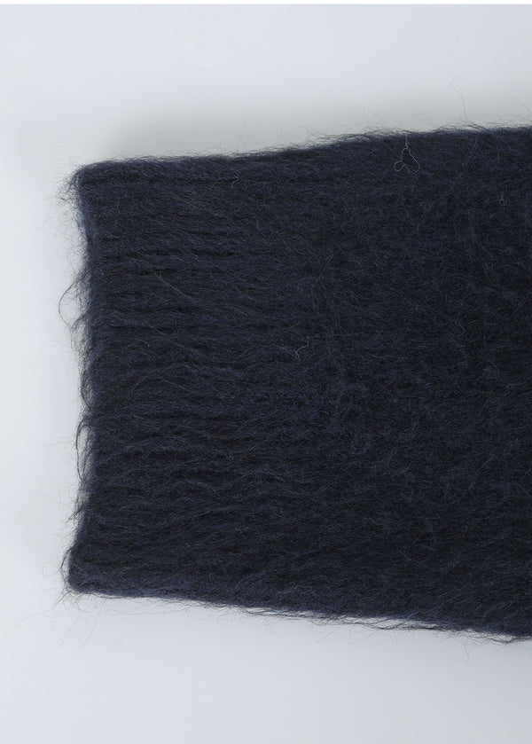 Balmy Logo Round-neck Hair Knit Navy