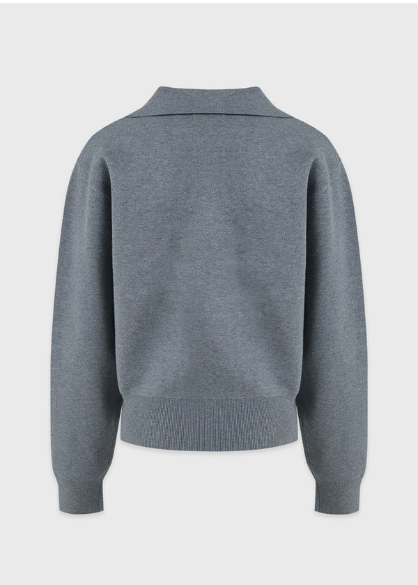 Base Open Collar Loose Fit Knit