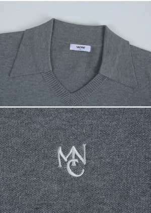 Base Open Collar Loose Fit Knit