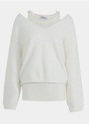 Belita Hairy Knit-Wool Sleeveless Setup