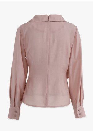 Billowy Flat-Collar Wrap Blouse