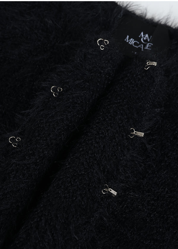 Dina Fur Cardigan- Satin Dress Setup