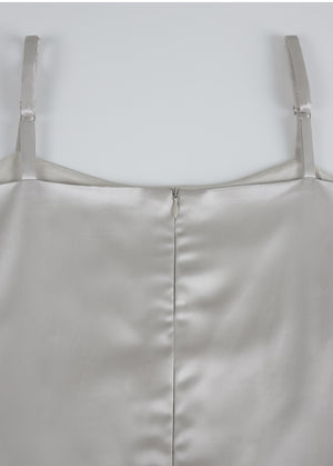 Dina Fur Cardigan- Satin Dress Setup