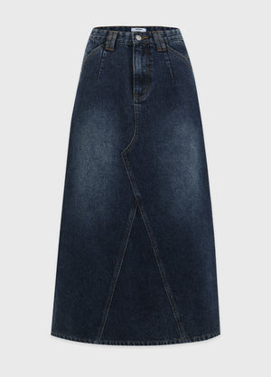 Finly Fringe Denim Long Skirt
