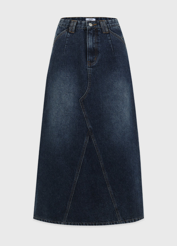 Finly Fringe Denim Long Skirt
