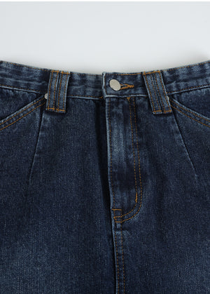 Finly Fringe Denim Long Skirt