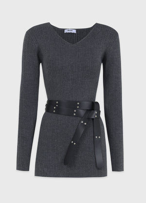 Grady V-Neck Knit-Belt Setup