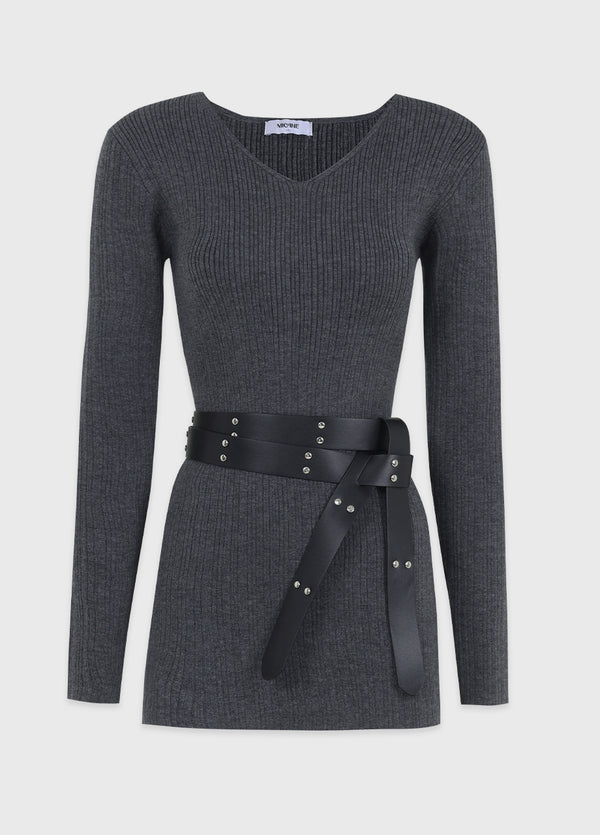 Grady V-Neck Knit-Belt Setup