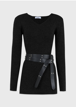 Grady V-Neck Knit-Belt Setup