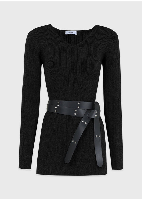 Grady V-Neck Knit-Belt Setup