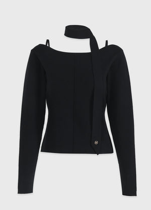 Harmonious Tie Set Slit Knit Black