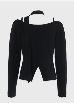 Harmonious Tie Set Slit Knit Black
