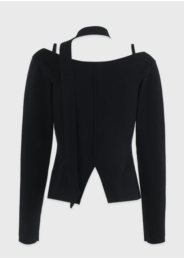 Harmonious Tie Set Slit Knit Black