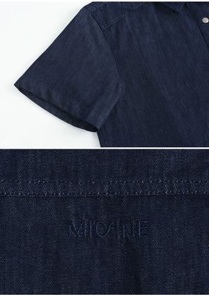 Intriguing M-Point Half Denim Shirt