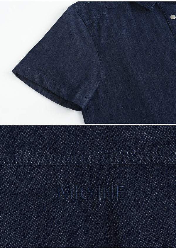 Intriguing M-Point Half Denim Shirt