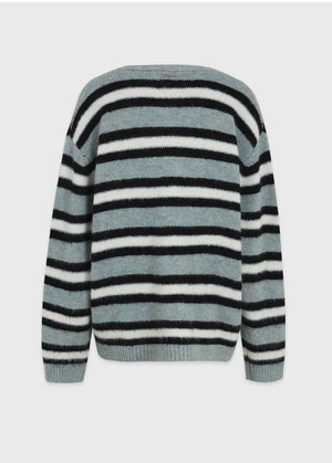 Kaia Stripe Hairy Wool Cardigan
