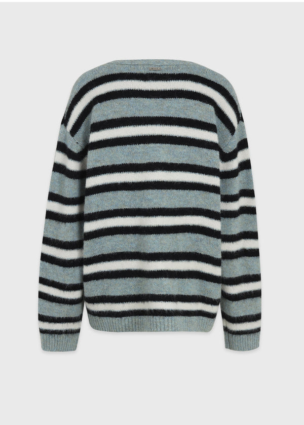 Kaia Stripe Hairy Wool Cardigan