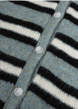 Kaia Stripe Hairy Wool Cardigan