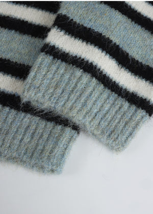 Kaia Stripe Hairy Wool Cardigan