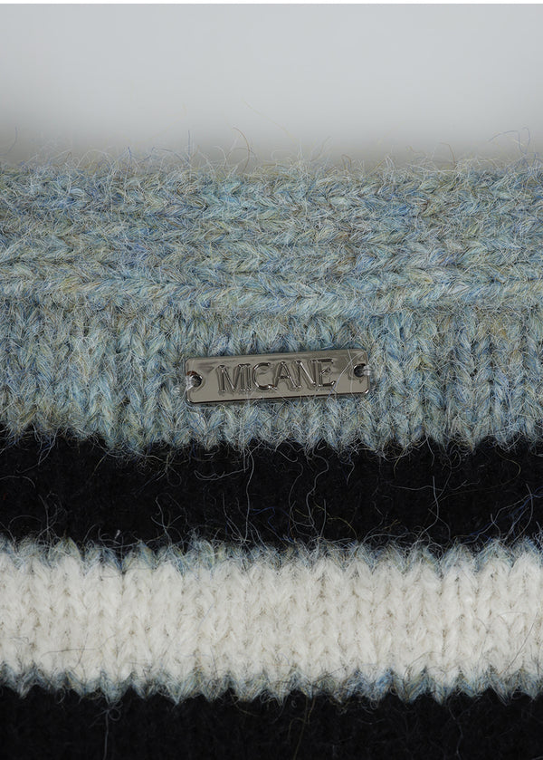 Kaia Stripe Hairy Wool Cardigan