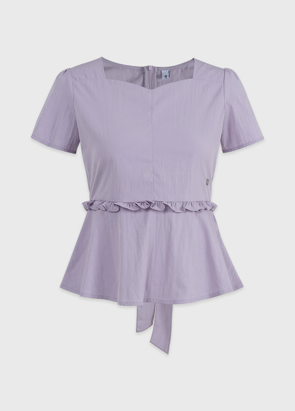 Lilac Back Strap Frill Blouse