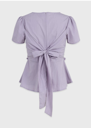 Lilac Back Strap Frill Blouse