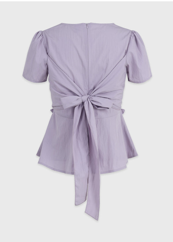Lilac Back Strap Frill Blouse