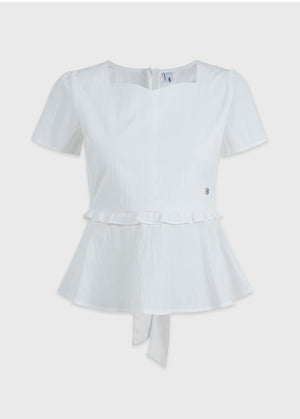 Lilac Back Strap Frill Blouse