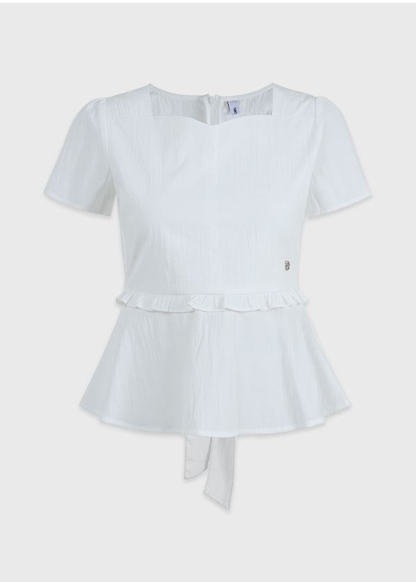 Lilac Back Strap Frill Blouse