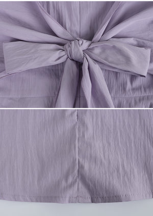 Lilac Back Strap Frill Blouse