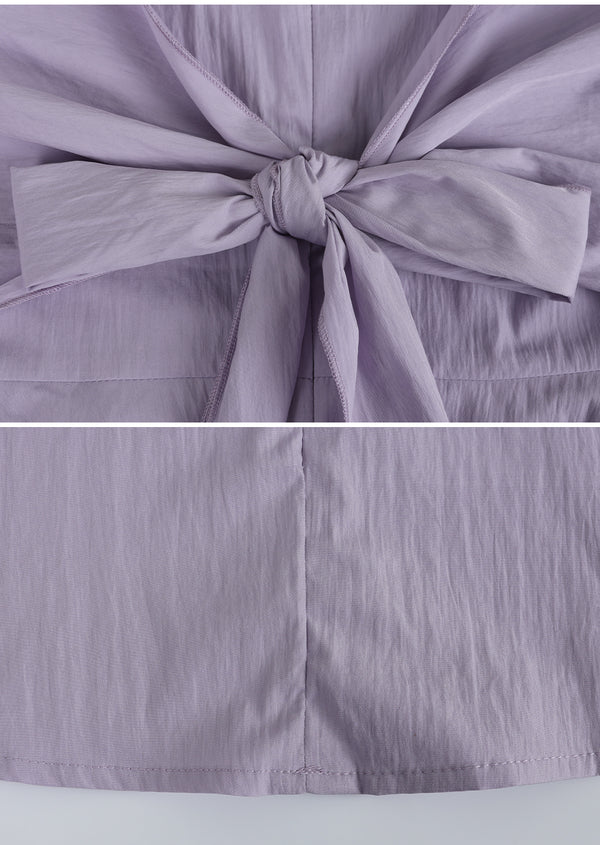 Lilac Back Strap Frill Blouse