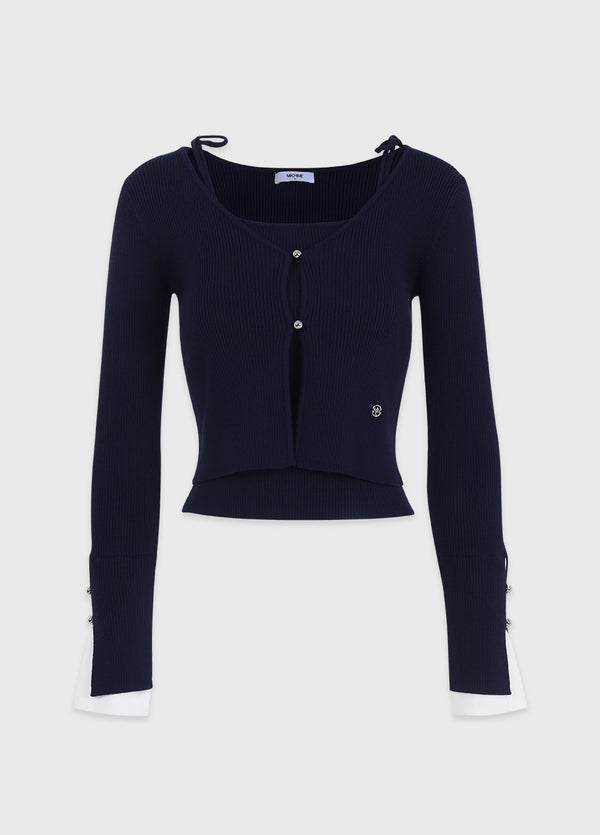 Raina Layered Cardigan-Sleeveless Setup