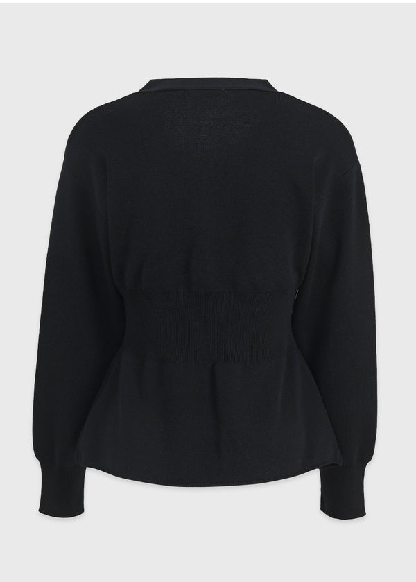 Redolence V-neck Line Cardigan Black