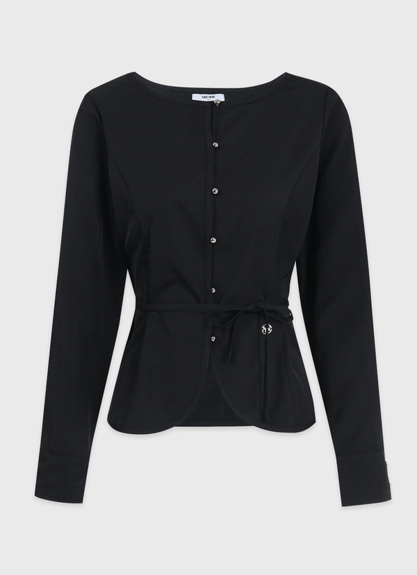 Suave Boat Neck Strap Blouse